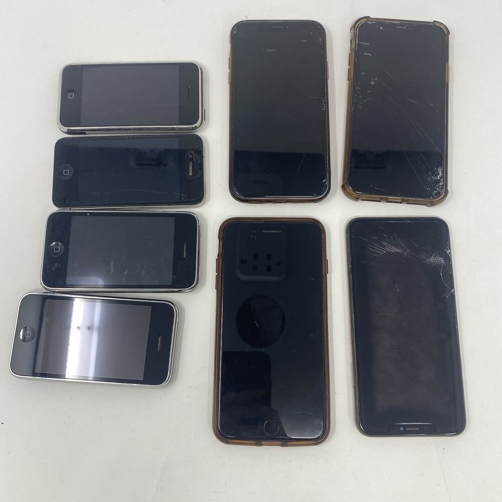 Lot of 8 iPhones FOR PARTS 1st Gen 3GS, 4S, XR, 11,7 Plus, XS READ Description ￼
